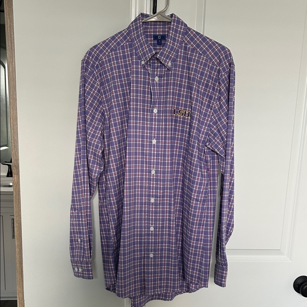 FootJoy Purple Checkered Men's Shirt (LSU)